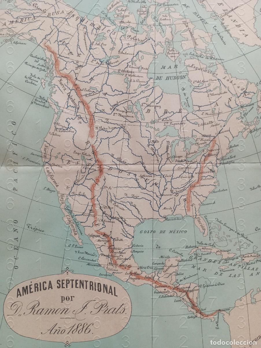 Mapas contempor&aacute;neos: 1886 AMERICA DEL NORTE RAMON PRATS MAPA 41X30 MAPA ANTIGUO C14