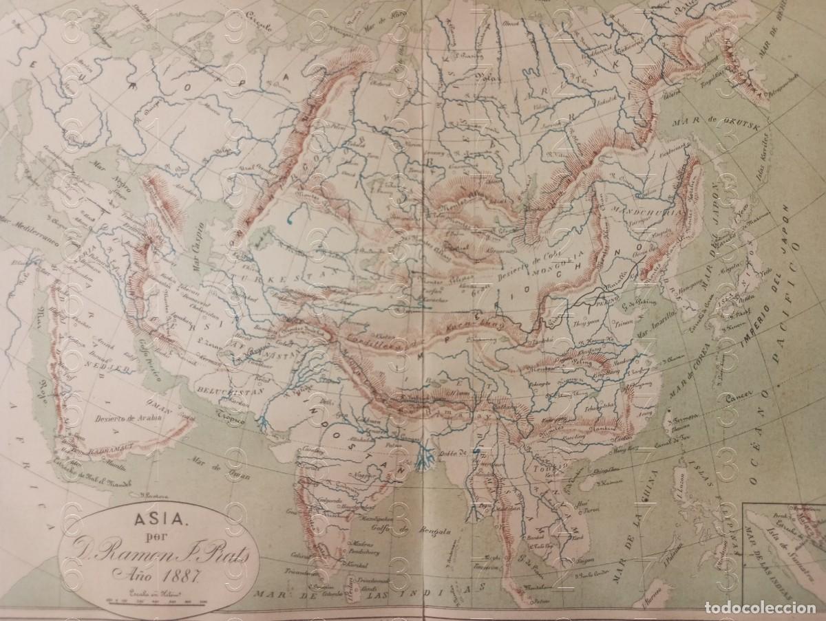 Mapas contempor&aacute;neos: 1887 ASIA RAMON PRATS MAPA 41X30 MAPA ANTIGUO C14