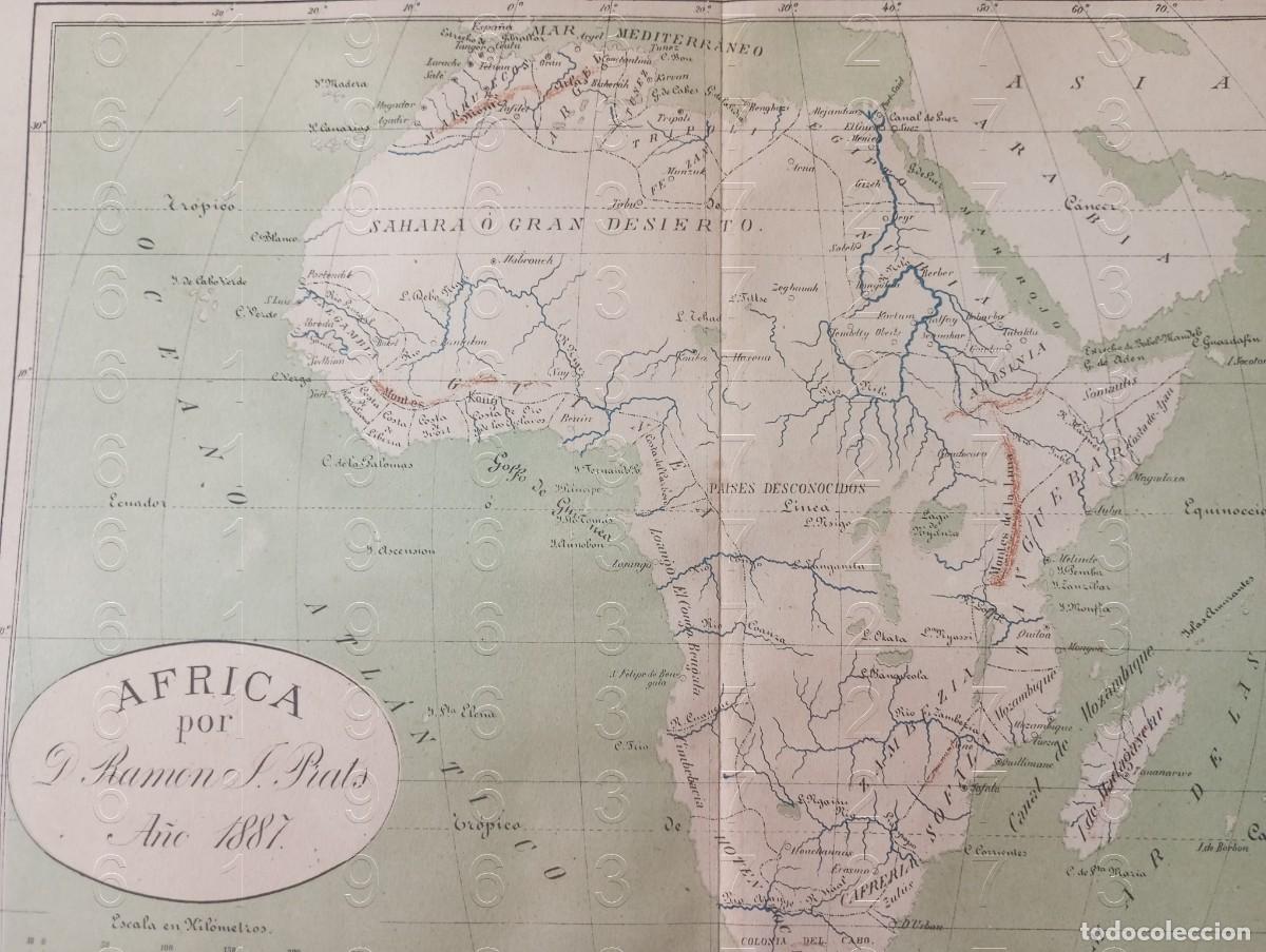Mapas contempor&aacute;neos: 1887 AFRICA RAMON PRATS MAPA 41X30 MAPA ANTIGUO C14