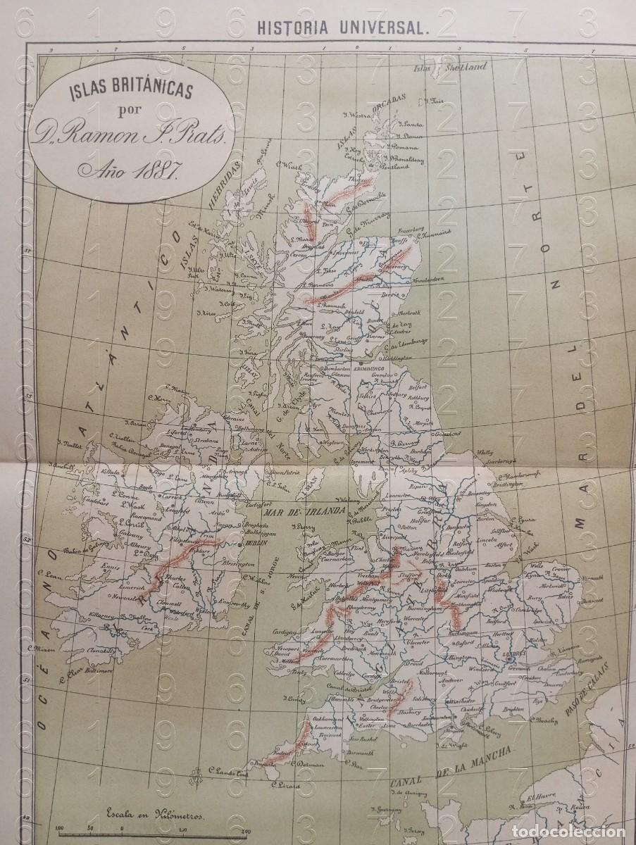 Mapas contempor&aacute;neos: 1887 GRAN BRETA&Ntilde;A UNITED KINGDOM RAMON PRATS MAPA 41X30 MAPA ANTIGUO C14