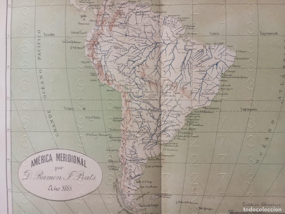 Mapas contempor&aacute;neos: 1885 AMERICA DEL SUR SUDAMERICA RAMON PRATS MAPA 41X30 MAPA ANTIGUO C14