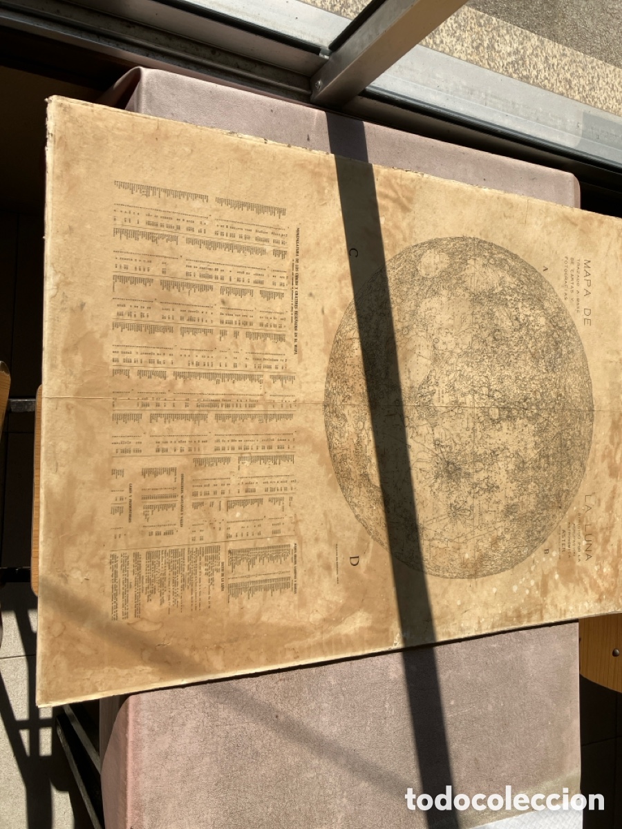 Mapas contempor&aacute;neos: Antiguo y raro mapa de la luna agrupaci&oacute;n astron&oacute;mica ASTER