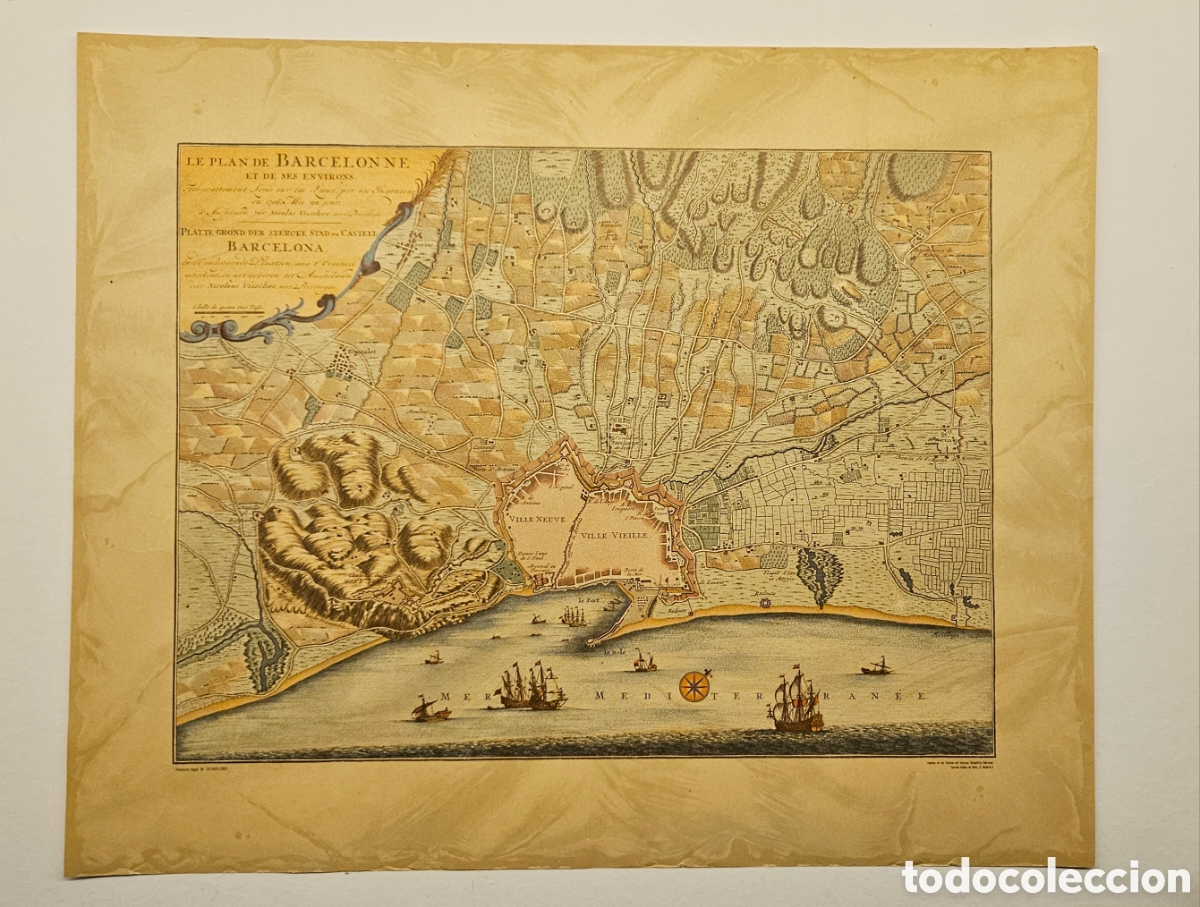 Mapas contempor&aacute;neos: Reproducci&oacute;n Plano de Barcelona y sus alrededores (1706) de Nicolas Visscher