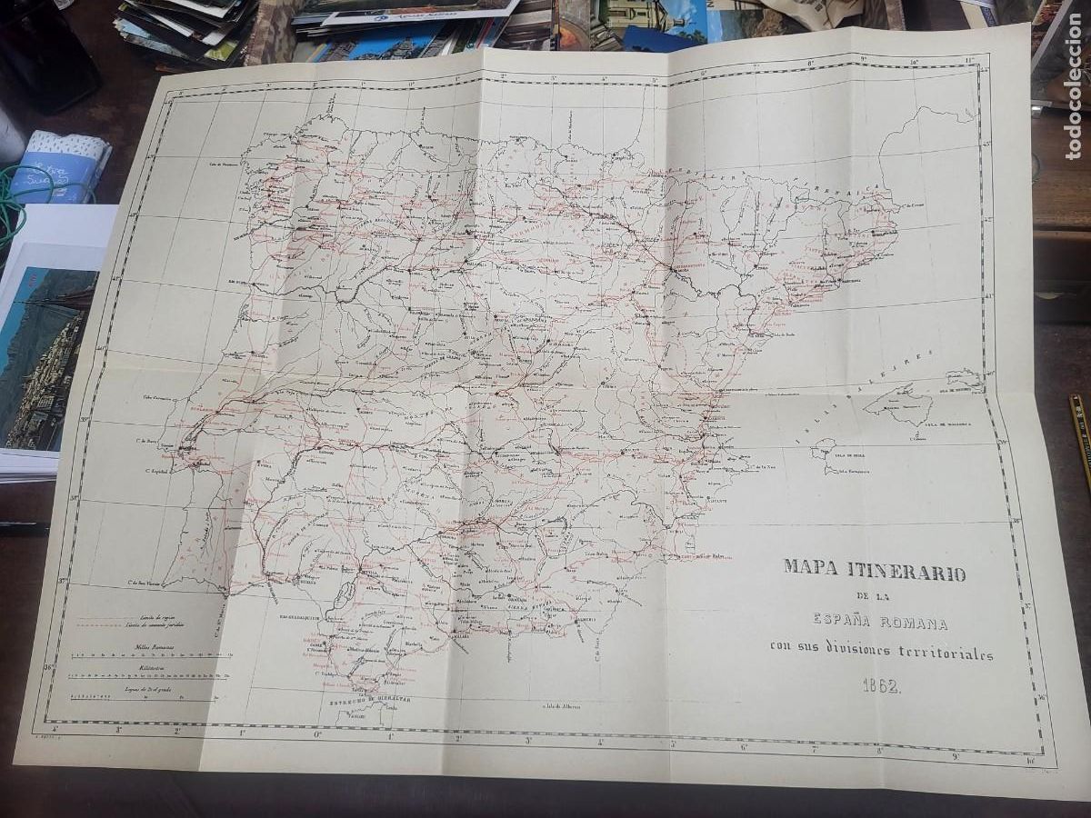Mapas contempor&aacute;neos: MAPA ITINERARIO ESPA&Ntilde;A ROMANA 1862 FERRER