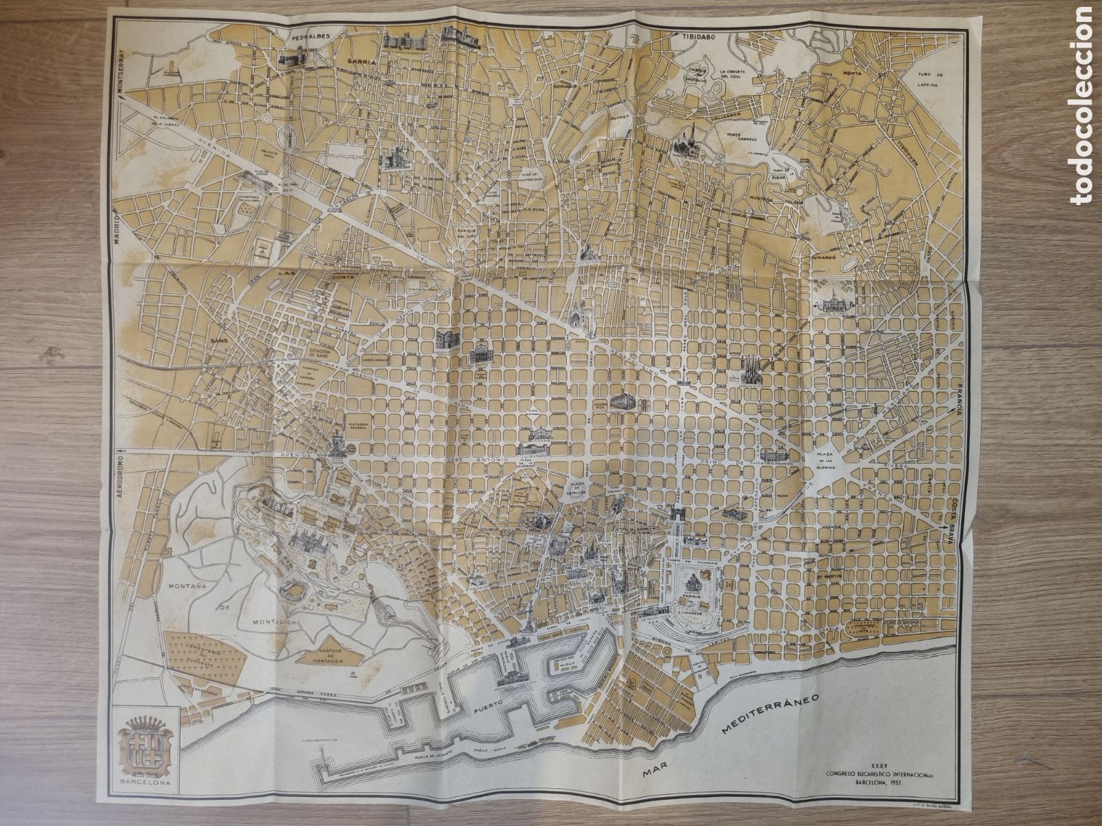 Mapas contempor&aacute;neos: Mapa Barcelona ciudad. XXXV Congreso Eucar&iacute;stico internacional 1952