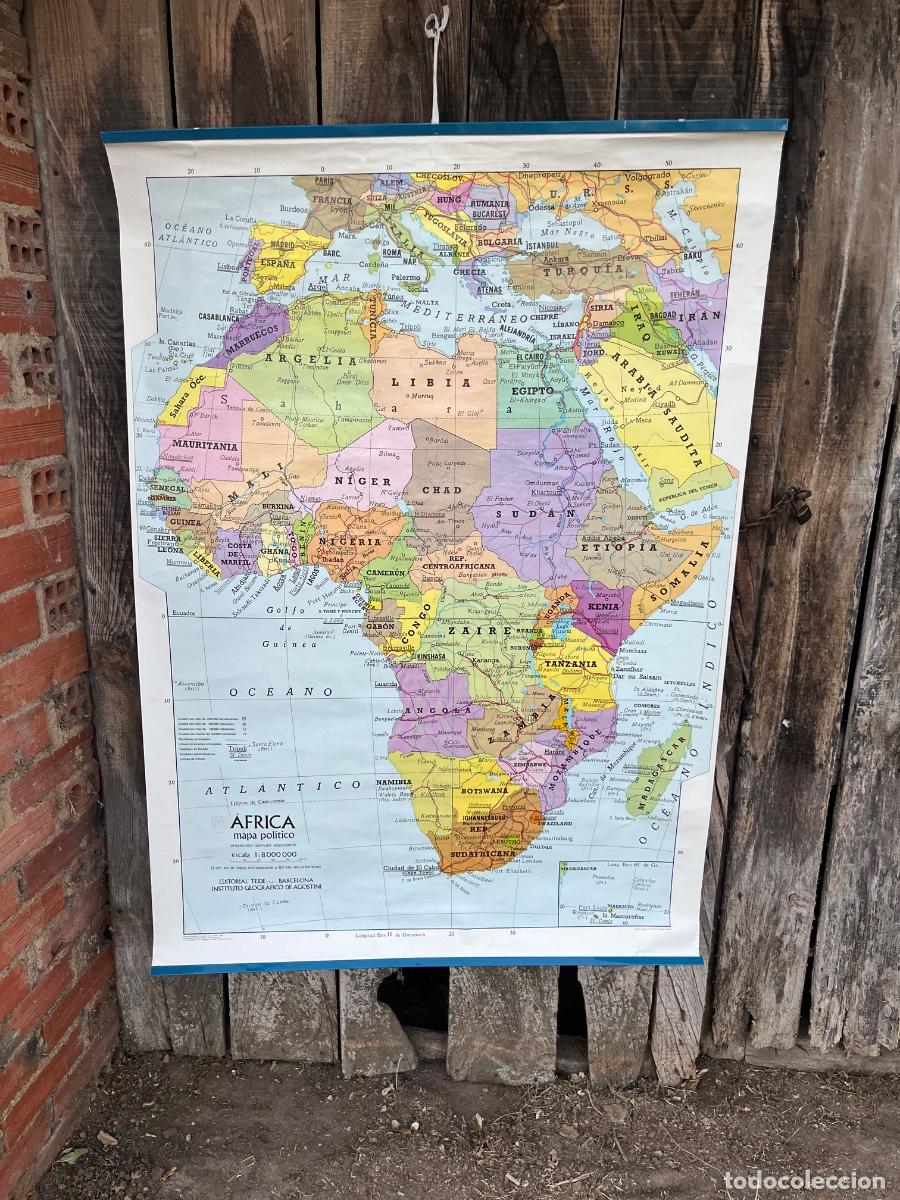 Mapas contempor&aacute;neos: Mapa escuela, Africa( pol&iacute;tico- f&iacute;sico) 1990
