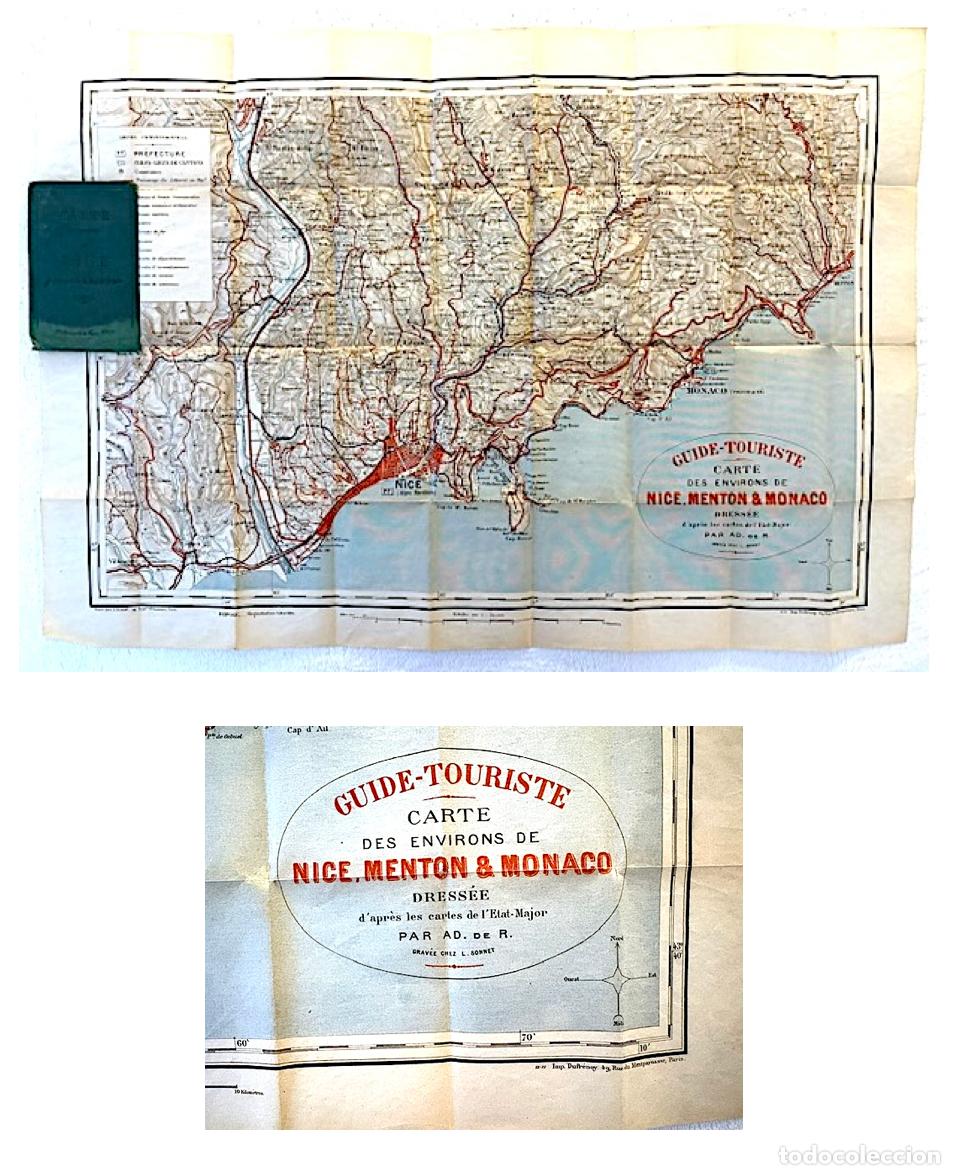 Mapas contempor&aacute;neos: Mapa : Carte de Nice, Monaco & Menton (1891) Mapa de Niza, Costa Azul 70 x 100