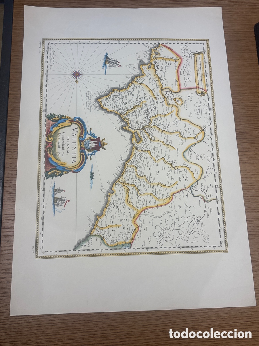 Mapas contempor&aacute;neos: L&aacute;mina Facs&iacute;mil - Mapa Antiguo del Reino de Valencia - Valentia Regnum (Willem Blaeu, S. XVII)