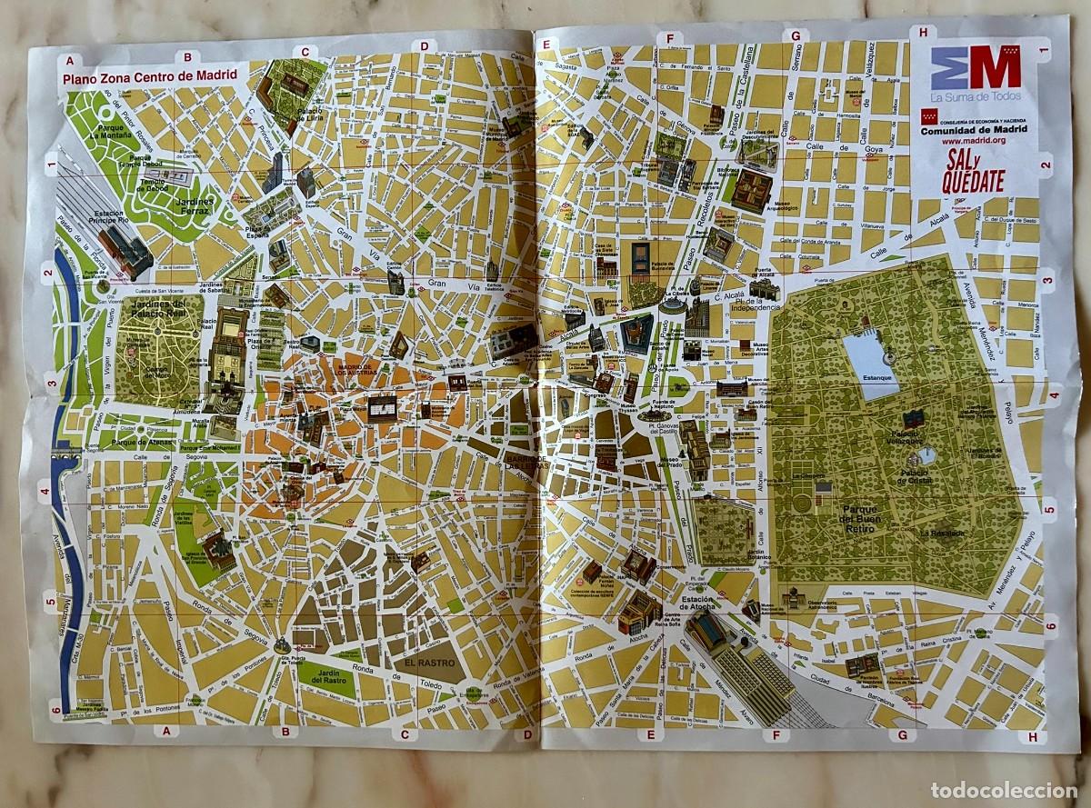 Mapas contempor&aacute;neos: PLANO ZONA CENTRO DE MADRID - CALLEJERO - RED DE METRO - RED DE CERCAN&Iacute;AS - 2010