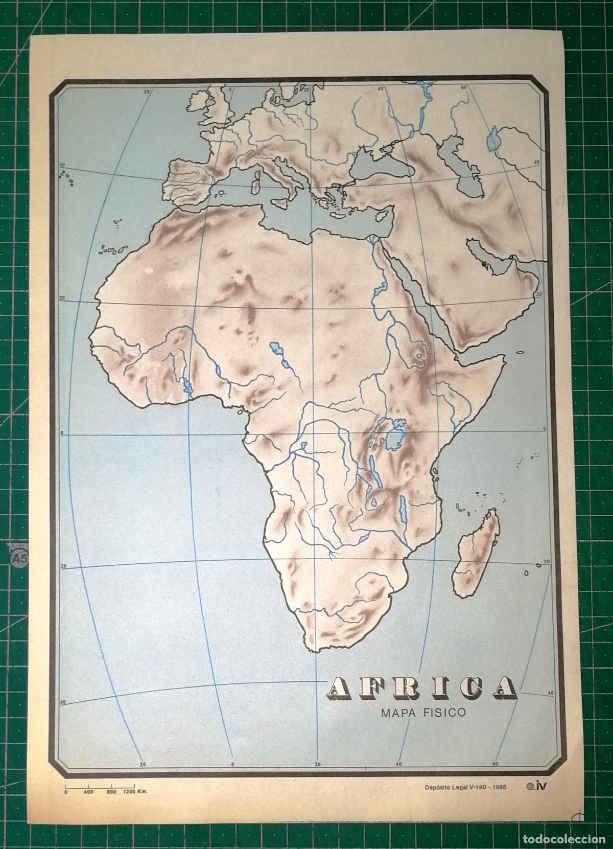 Mapas contempor&aacute;neos: MAPA MUDO F&Iacute;SICO. &Aacute;FRICA. - Editorial iV, 1985