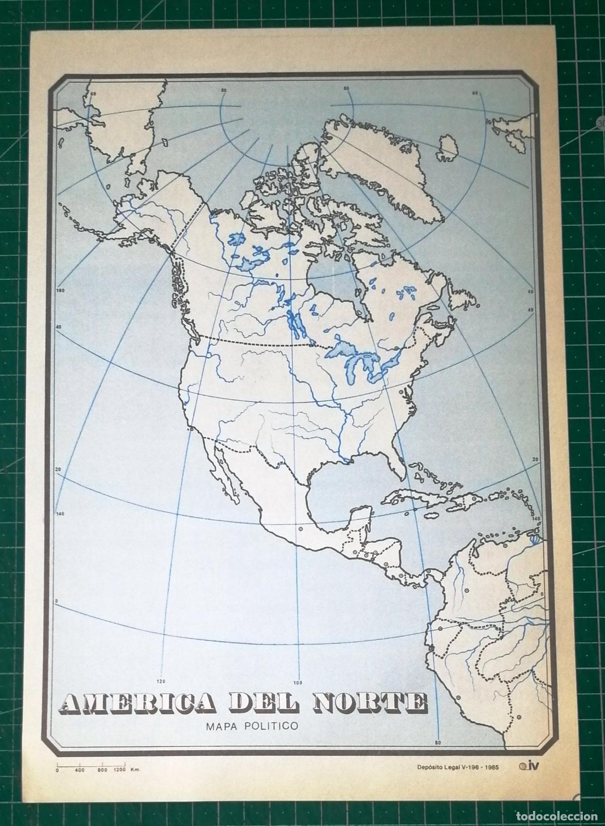 Mapas contempor&aacute;neos: MAPA MUDO POL&Iacute;TICO. AM&Eacute;RICA DEL NORTE. - Editorial iV, 1985