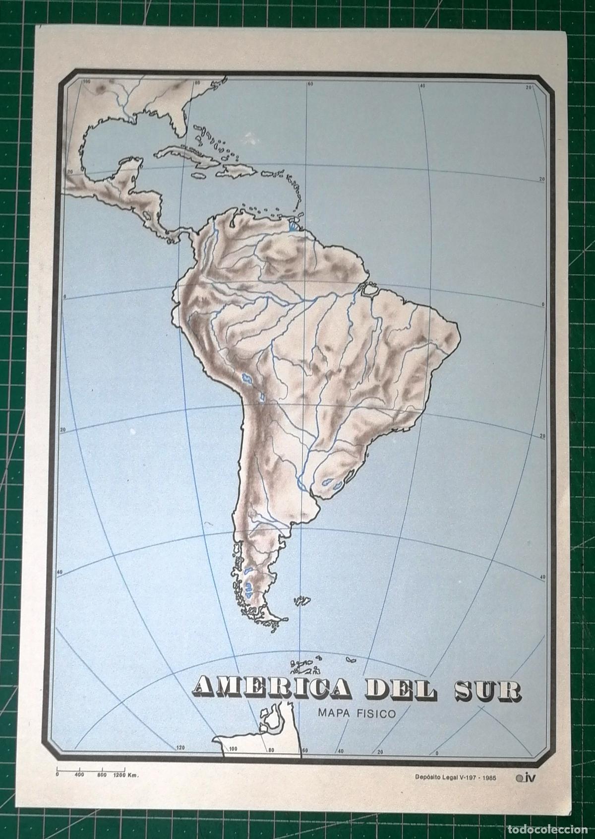 Mapas contempor&aacute;neos: MAPA MUDO F&Iacute;SICO. AM&Eacute;RICA DEL SUR. - Editorial iV, 1985