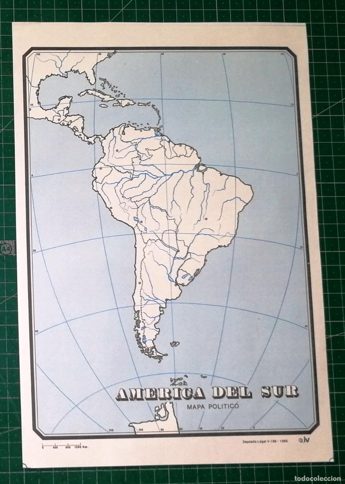 Mapas contempor&aacute;neos: MAPA MUDO POL&Iacute;TICO. AM&Eacute;RICA DEL SUR. - Editorial iV, 1985