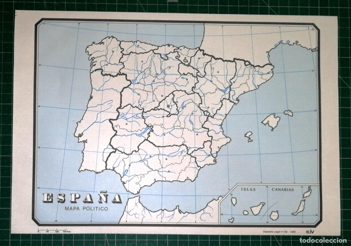 Mapas contempor&aacute;neos: MAPA MUDO POL&Iacute;TICO. ESPA&Ntilde;A. - Editorial iV, 1985