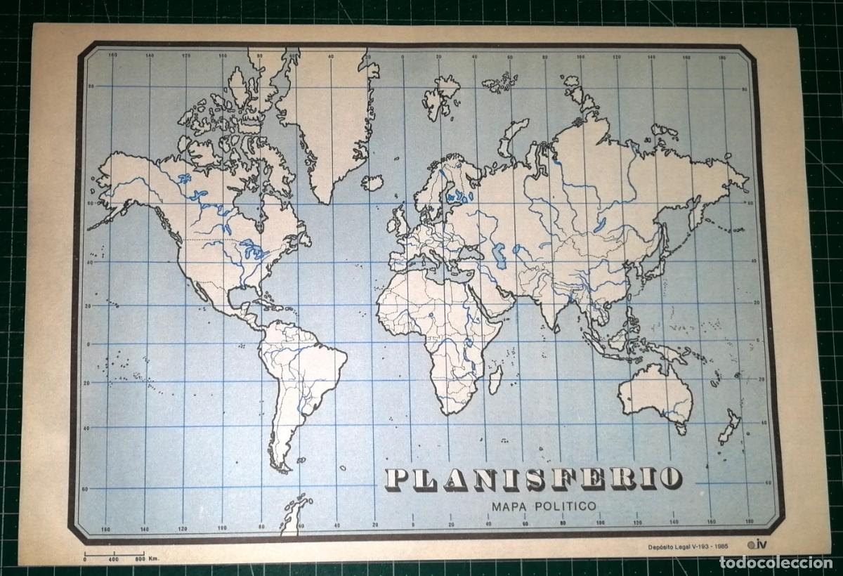 Mapas contempor&aacute;neos: MAPA MUDO POL&Iacute;TICO. PLANISFERIO. - Editorial iV, 1985