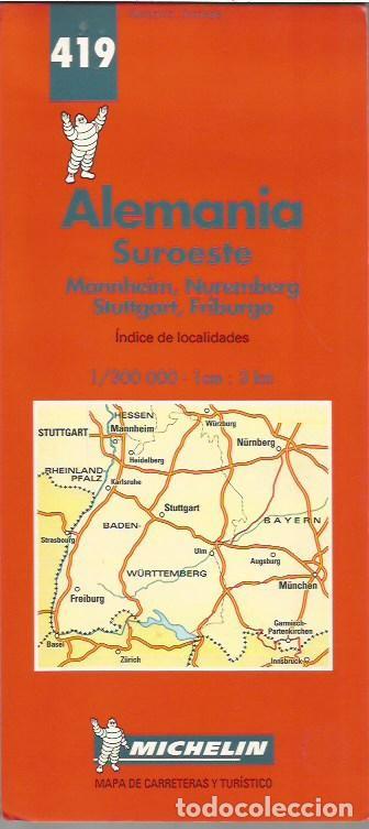 Mapas contempor&aacute;neos: MAPA DE CARRETERAS Y TURISTICO ALEMANIA SUROESTE MANNHEIM NUREM