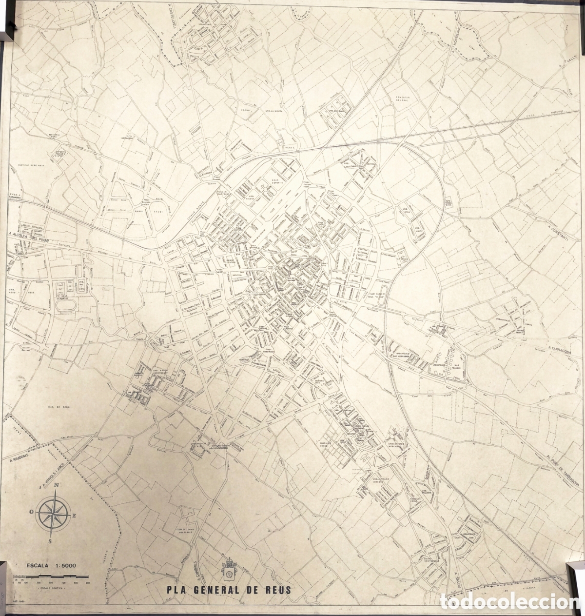 Mapas contempor&aacute;neos: Plano de Reus de 1980. Grande: 100x105 cm
