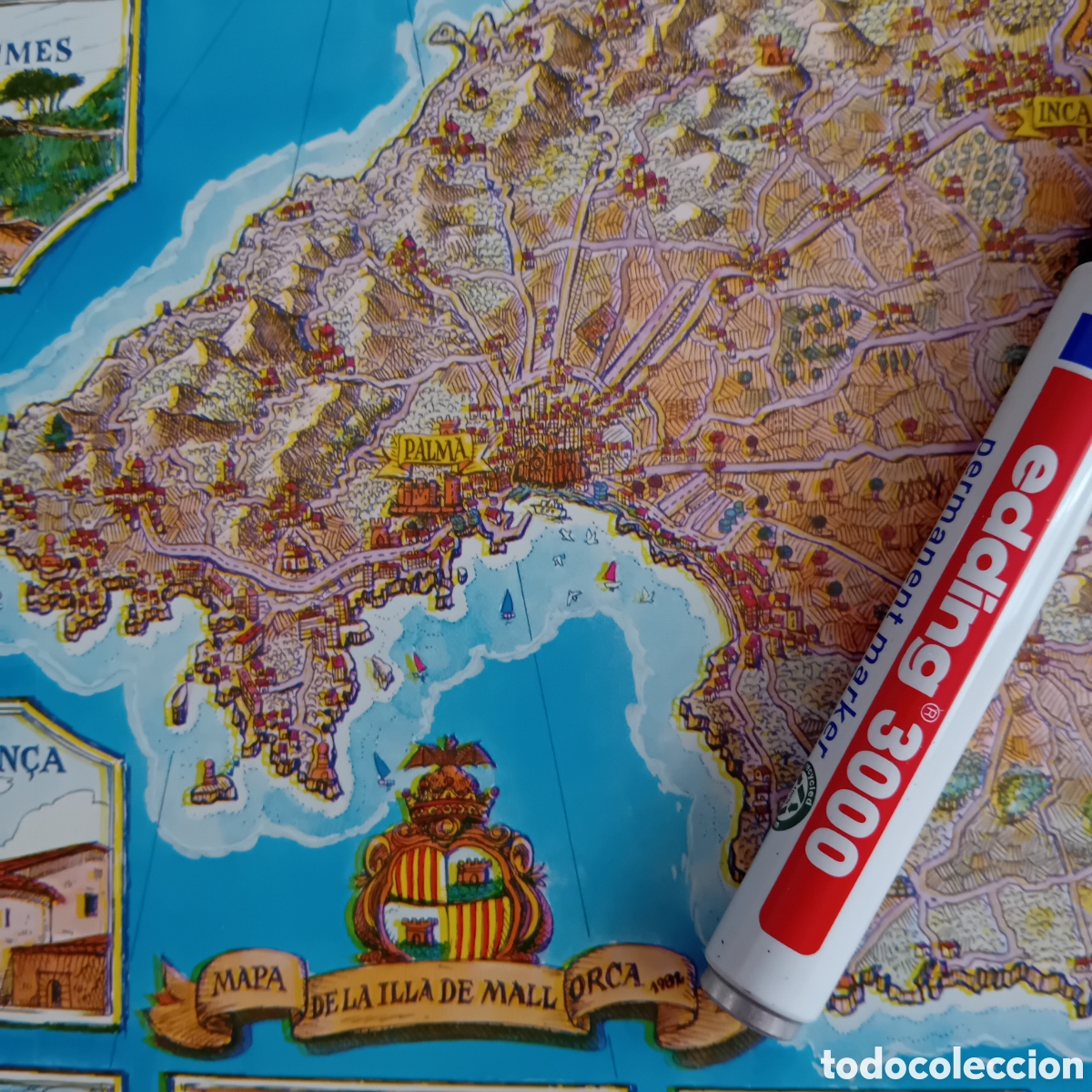Mapas contempor&aacute;neos: CARTEL CON MAPA ILUSTRADO DE LA ISLA DE MALLORCA. 1982 - Foto 2