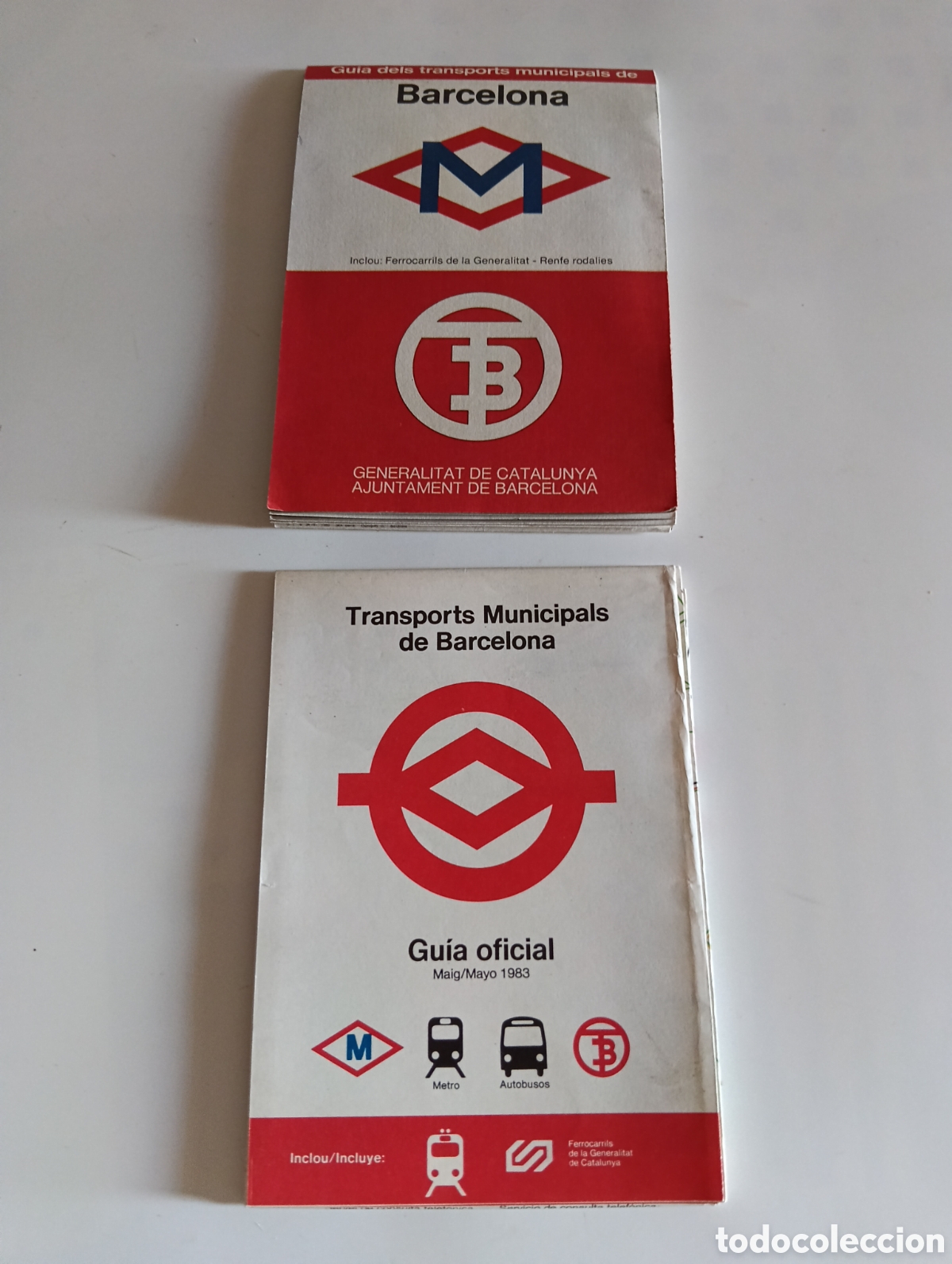 Mapas contempor&aacute;neos: LOTE DE 2 GUIAS OFICIALES VINTAGE TRANSPORTES BARCELONA A&Ntilde;OS 70/80 Y 1983