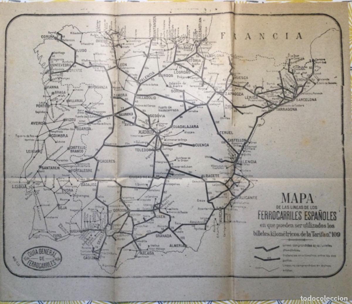 Mapas contempor&aacute;neos: MAPA DE LAS L&Iacute;NEAS DE LOS FERROCARRILES ESPA&Ntilde;OLES 1940