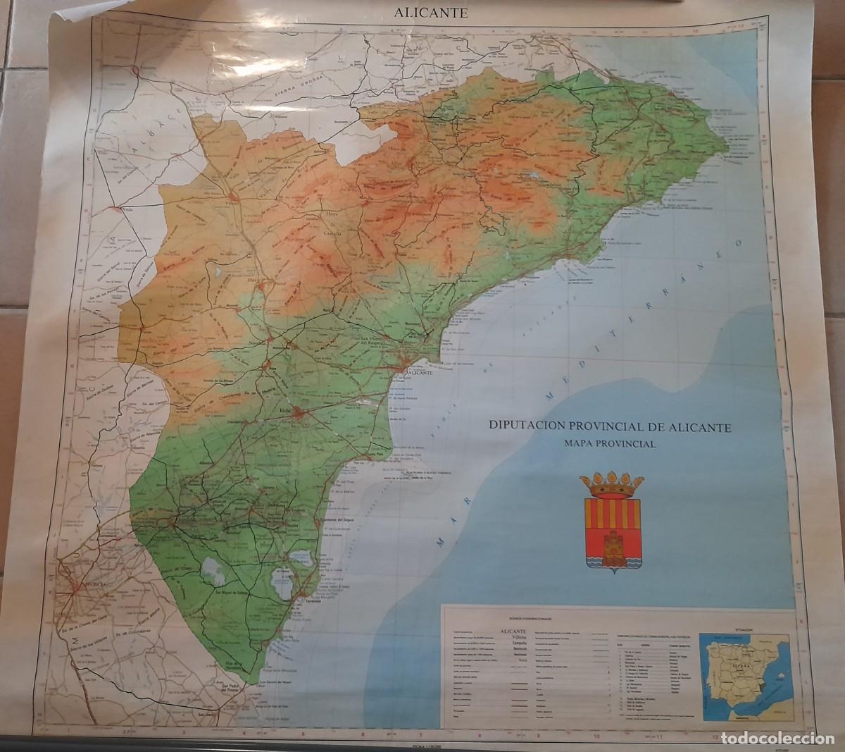 Mapas contempor&aacute;neos: Mapa diputaci&oacute;n provincial de Alicante, geotem 1989, 97x97cm aprox