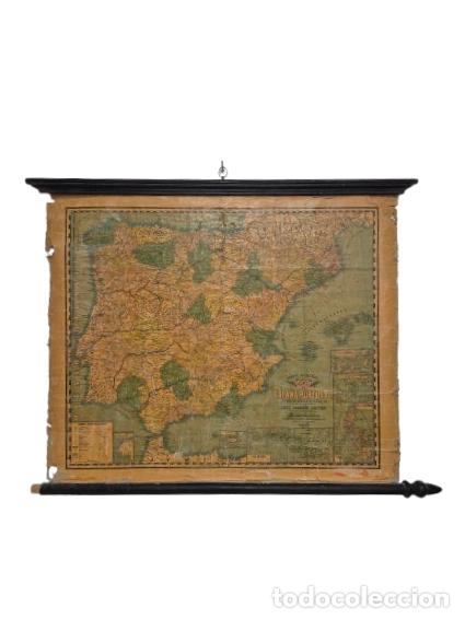 Mapas contempor&aacute;neos: Mapa Escolar Antiguo de Espa&ntilde;a y Portugal - Jos&eacute; Paluz&iacute;e Lucena Ingeniero, Barcelona - A&ntilde;o 1897