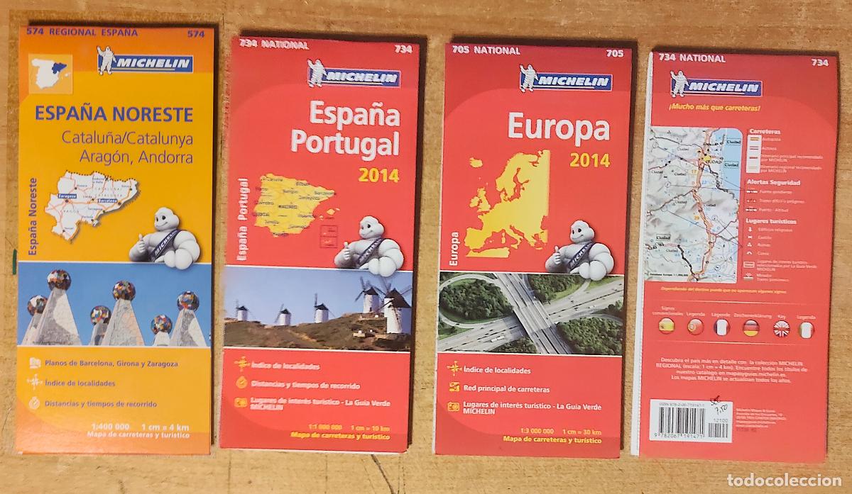 Mapas contempor&aacute;neos: MAPA MICHELIN ESPA&Ntilde;A NORESTE ( Aragon Andorra y Catalunya ) No 574 + 3 guias guias N&ordm; 734 - N&ordm; 705