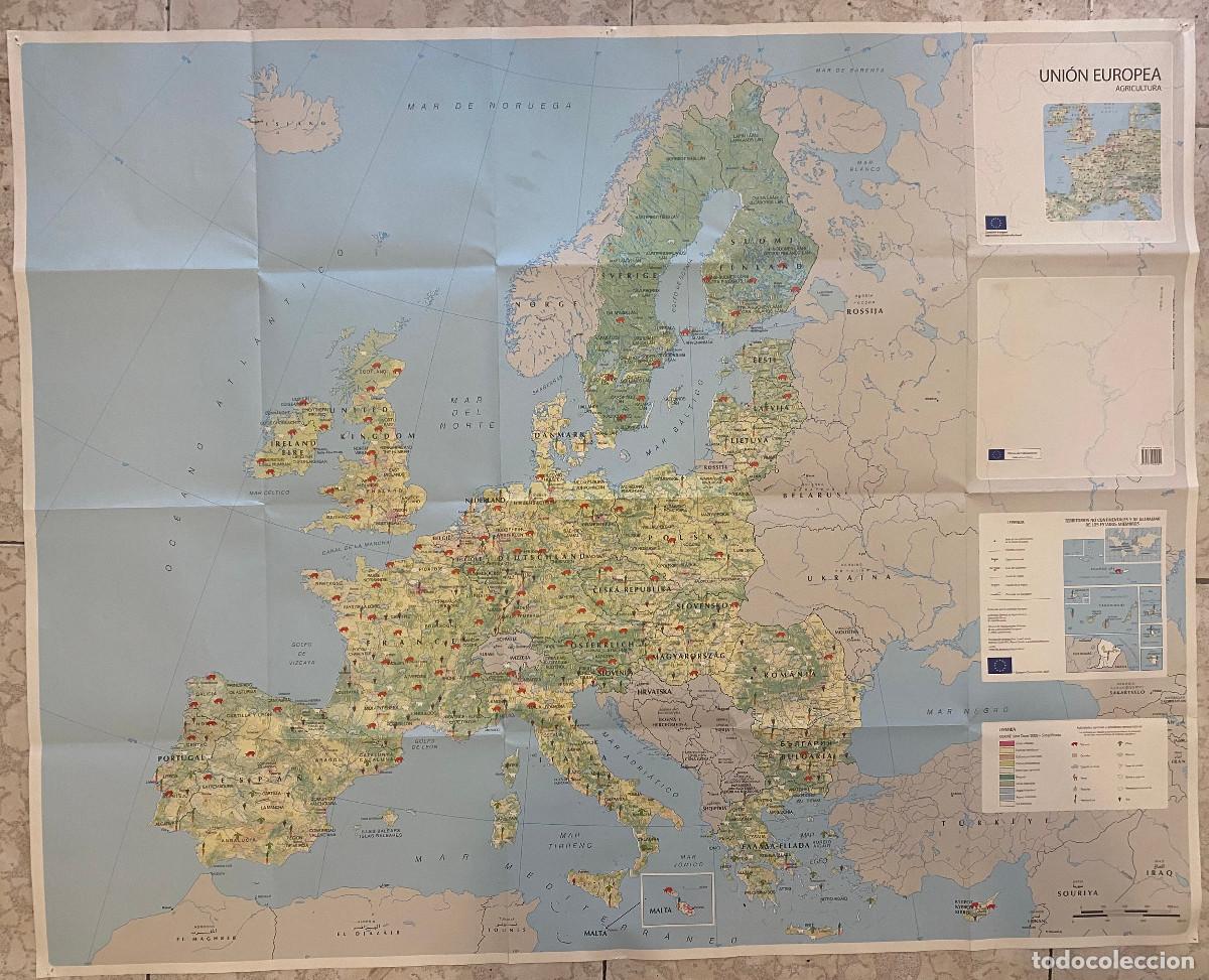 Mapas contempor&aacute;neos: Mapa agr&iacute;cola de la Uni&oacute;n Europea. Con datos oficiales. Editado por la UE. Gran tama&ntilde;o: 84 x 106 cm.