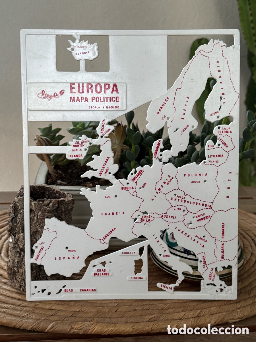 Mapas contempor&aacute;neos: Mapa pol&iacute;tico Europa vintage 26x21cm A&ntilde;os 80
