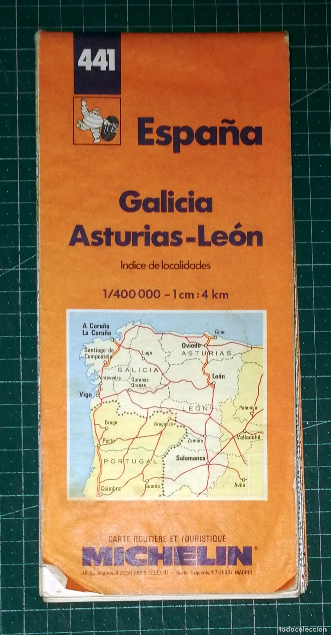 Mapas contempor&aacute;neos: MAPA. ESPA&Ntilde;A. N&ordm; 441: GALICIA, ASTURIAS-LE&Oacute;N. - Escala 1/400000. - Michelin, 1989