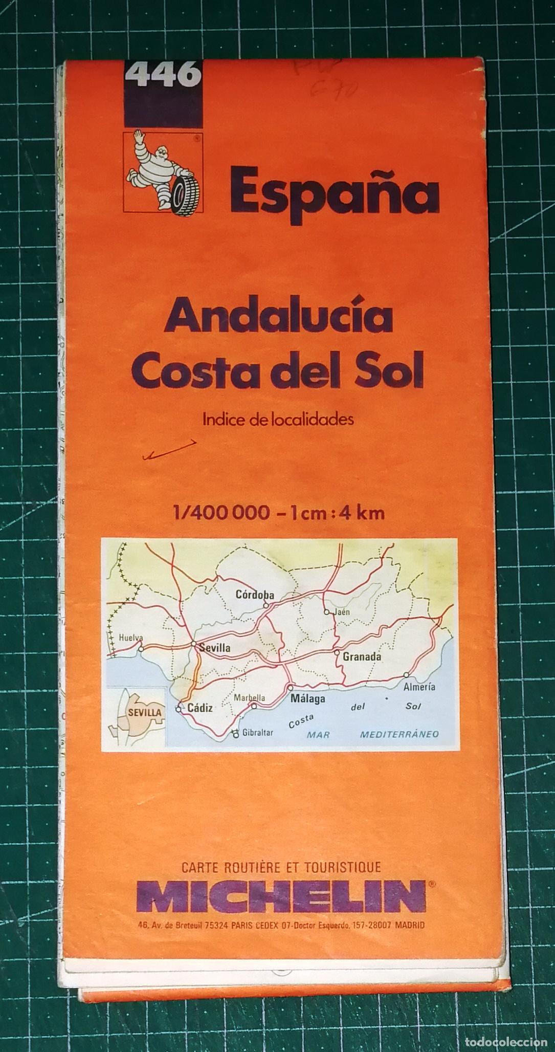 Mapas contempor&aacute;neos: MAPA. ESPA&Ntilde;A. N&ordm; 446: ANDALUC&Iacute;A, COSTA DEL SOL. - Escala 1/400000. - Michelin, 1993