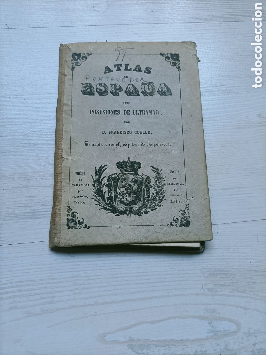 Mapas contempor&aacute;neos: Pontevedra. Atlas de Espa&ntilde;a y sus posesiones de ultramar Francisco Coello 1856 temas mapas gallegos