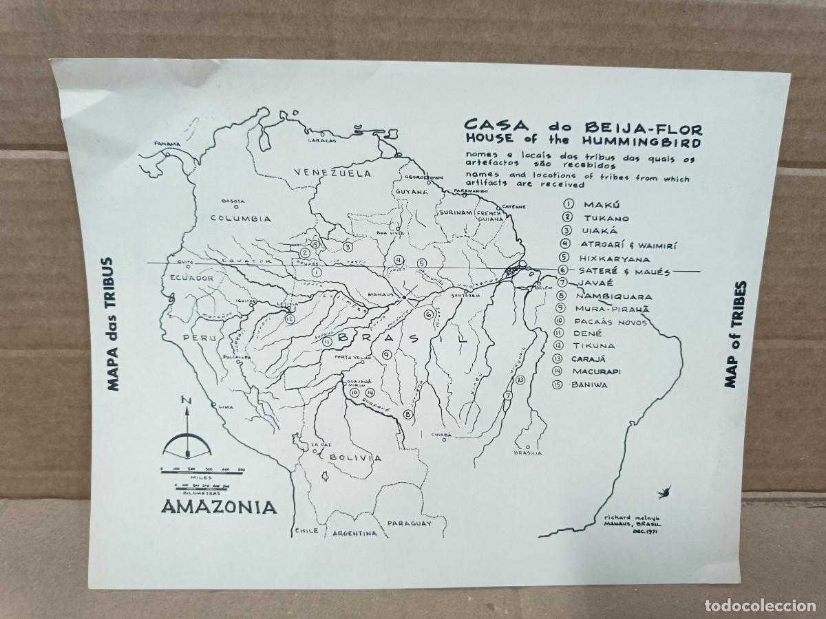 Cartes g&eacute;ographiques contemporaines: ANTIGUO CARTEL CON MAPA DE TRIBUS AMAZONICAS, BRASIL 1971, CASA DO BEIJA FLOR - P28