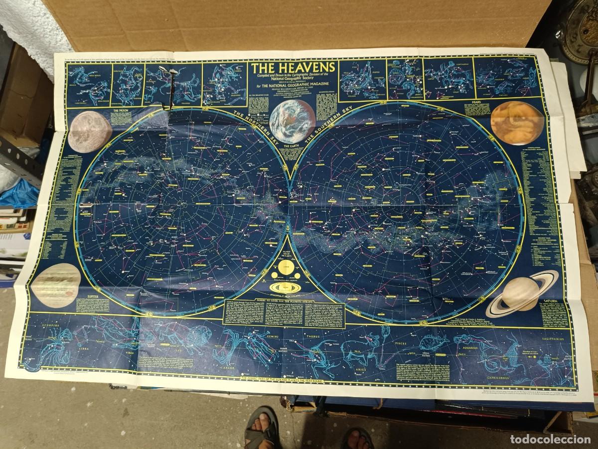 Mapas contempor&aacute;neos: ANTIGUO MAPA DEL CIELO Y LOS PLANETAS, THE HEAVENS, 1970 NATIONAL GEOGRAPHIC -P28