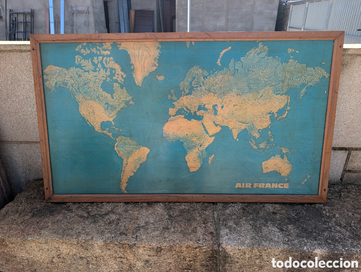 Mapas contempor&aacute;neos: T&iacute;tulo: Antiguo Mapamundi Mural Air France A&ntilde;os 60 - Ilustrado por Jean Massa (147x87 cm) Descripci