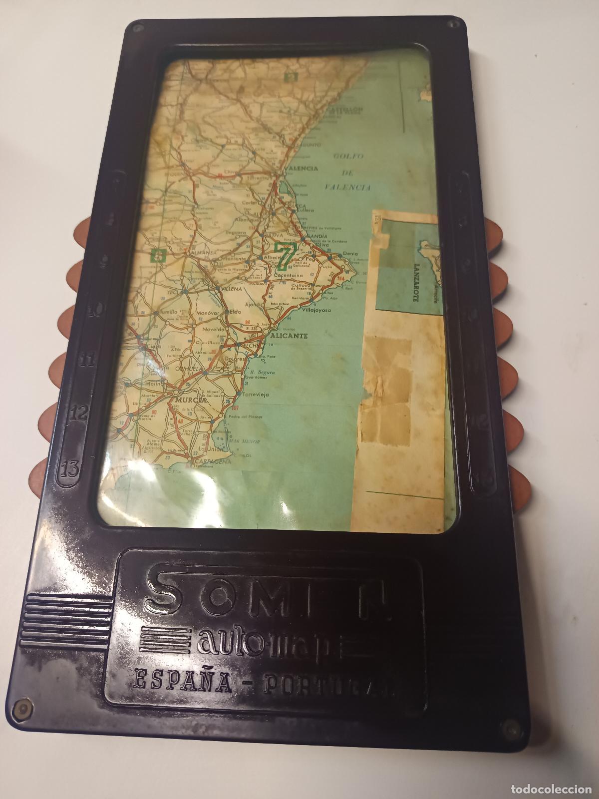 Mapas contempor&aacute;neos: MAPA SOMEN AUTOMATICO. ESPA&Ntilde;A- PORTUGAL. A&Ntilde;OS 50. CAJA BAQUELITA