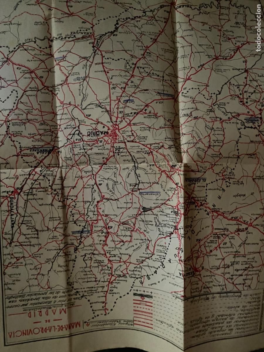 Mapas contempor&aacute;neos: ANTIGUO MAPA DE MADRID Y PROVINCIA, A&Ntilde;O 1955, MIDE 85 X 54 CMS, PUBLICIDAD FINCAS AUCA