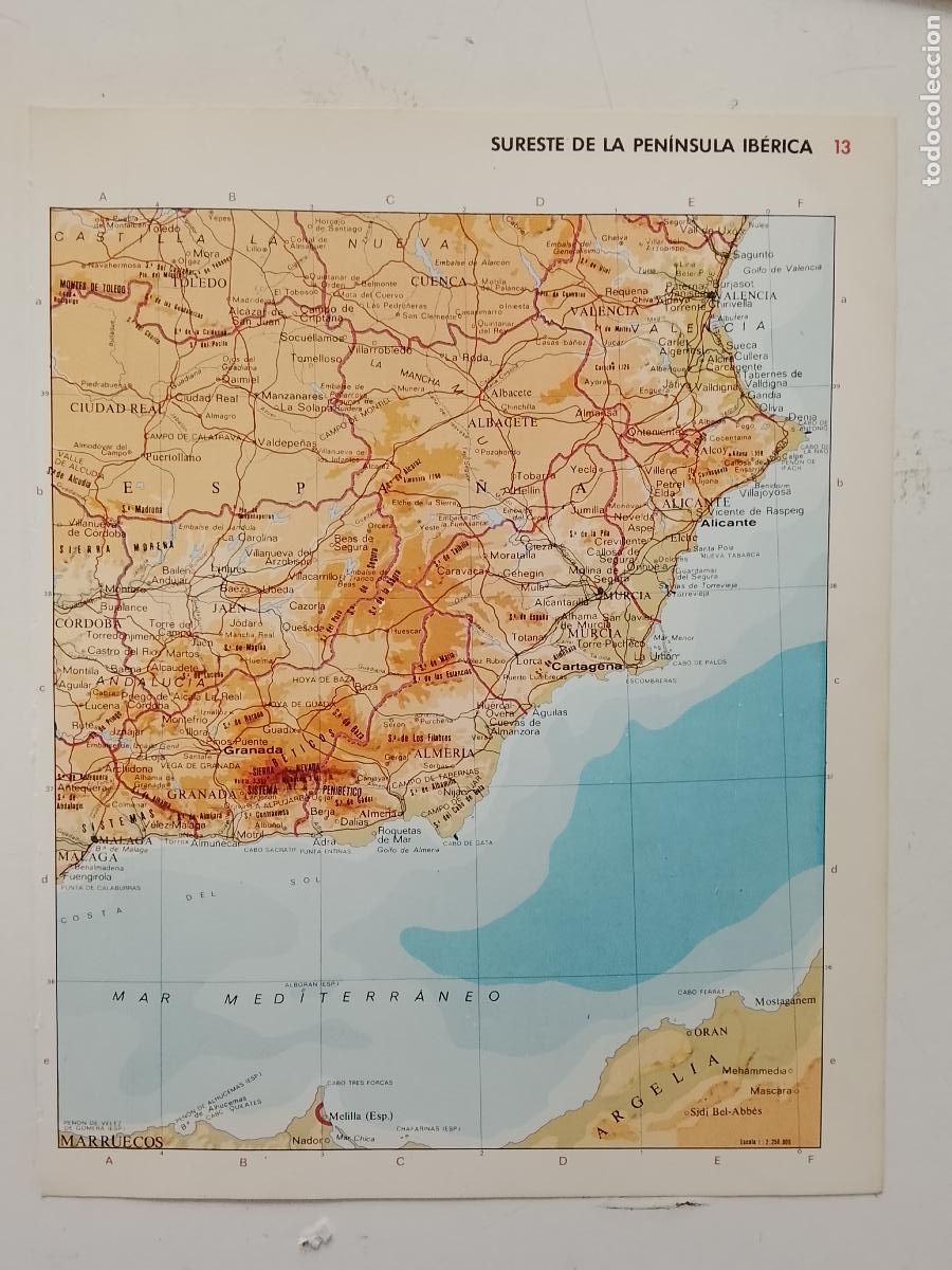 Mapas contempor&aacute;neos: 26 x 21 cm mapa antiguo a&ntilde;os 60/70 sureste de la peninsula iberica . mapa espa&ntilde;a