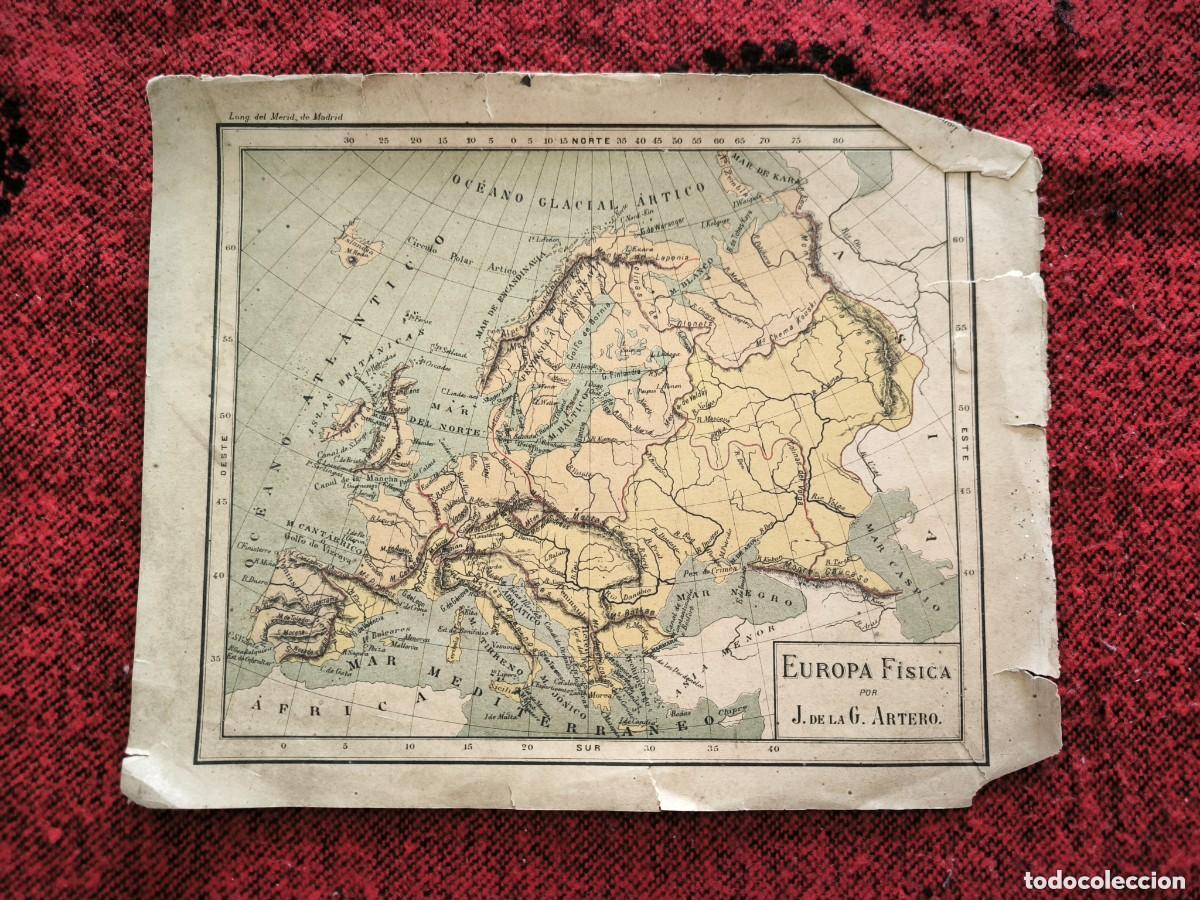 Mapas contempor&aacute;neos: Mapa Antiguo Doble Cara Europa F&iacute;sica / Mapamundi Razas y Religiones J. de la G. Artero