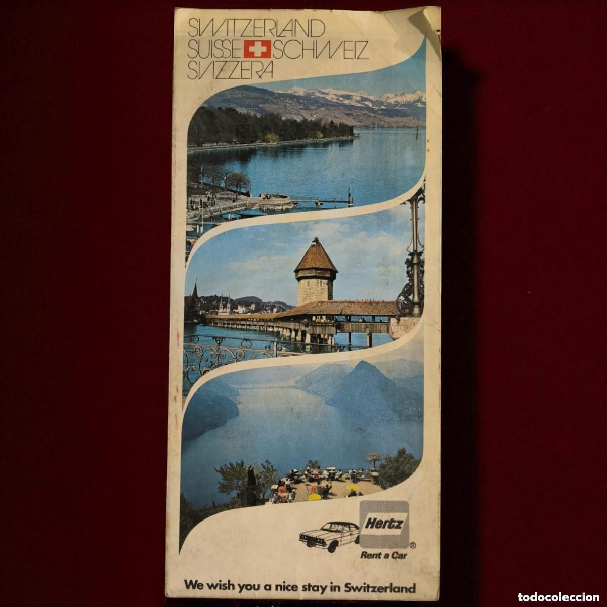 Contemporary maps: Mapa Tur&iacute;stico Vintage De Suiza Switzerland Suisse Schweiz Con Publicidad Hertz
