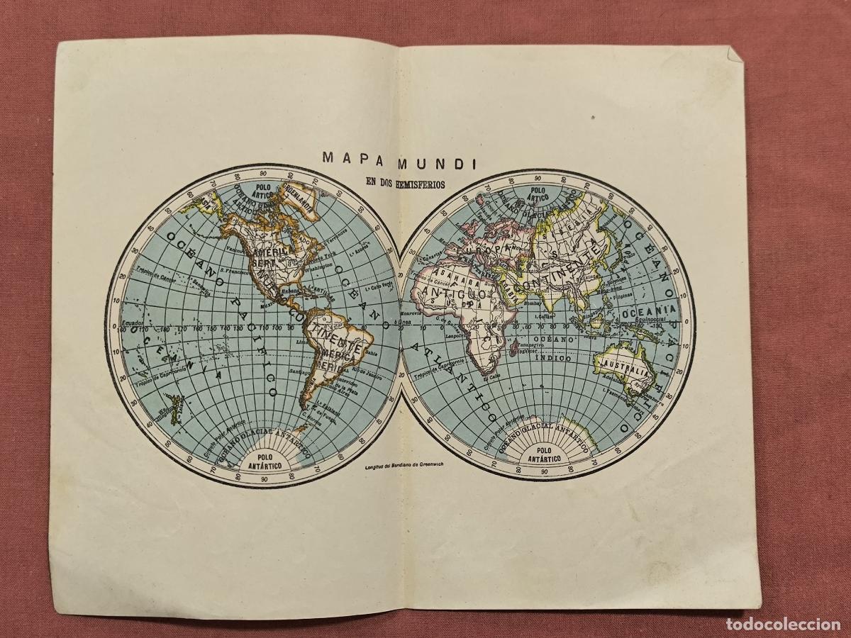 Mappe contemporanee: Mapa Antiguo Mapamundi en Dos Hemisferios &ndash; Cartograf&iacute;a de Coleccionismo