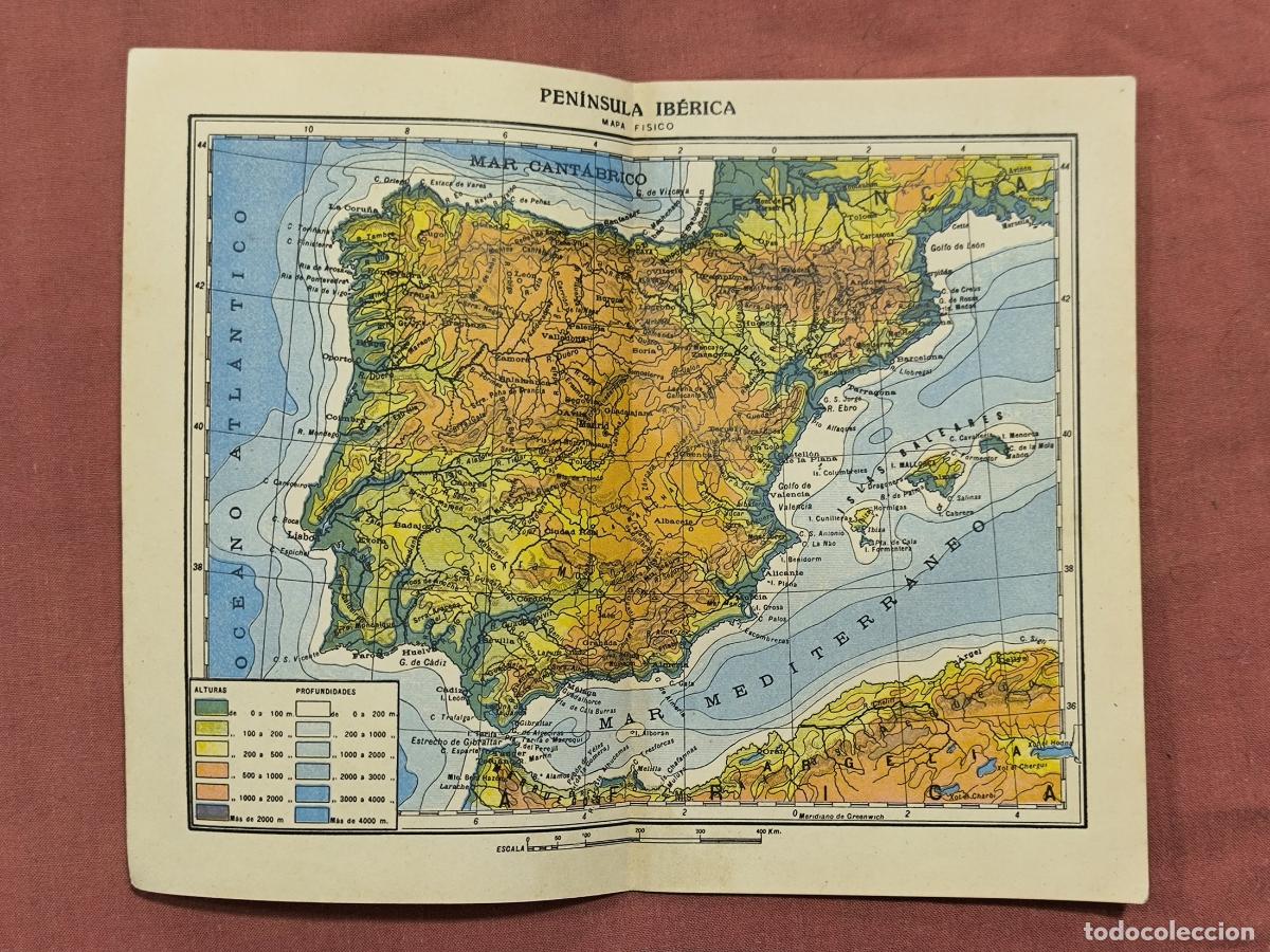 Mappe contemporanee: Mapa Antiguo Pen&iacute;nsula Ib&eacute;rica F&iacute;sico &ndash; Cartograf&iacute;a Espa&ntilde;a Portugal Coleccionismo