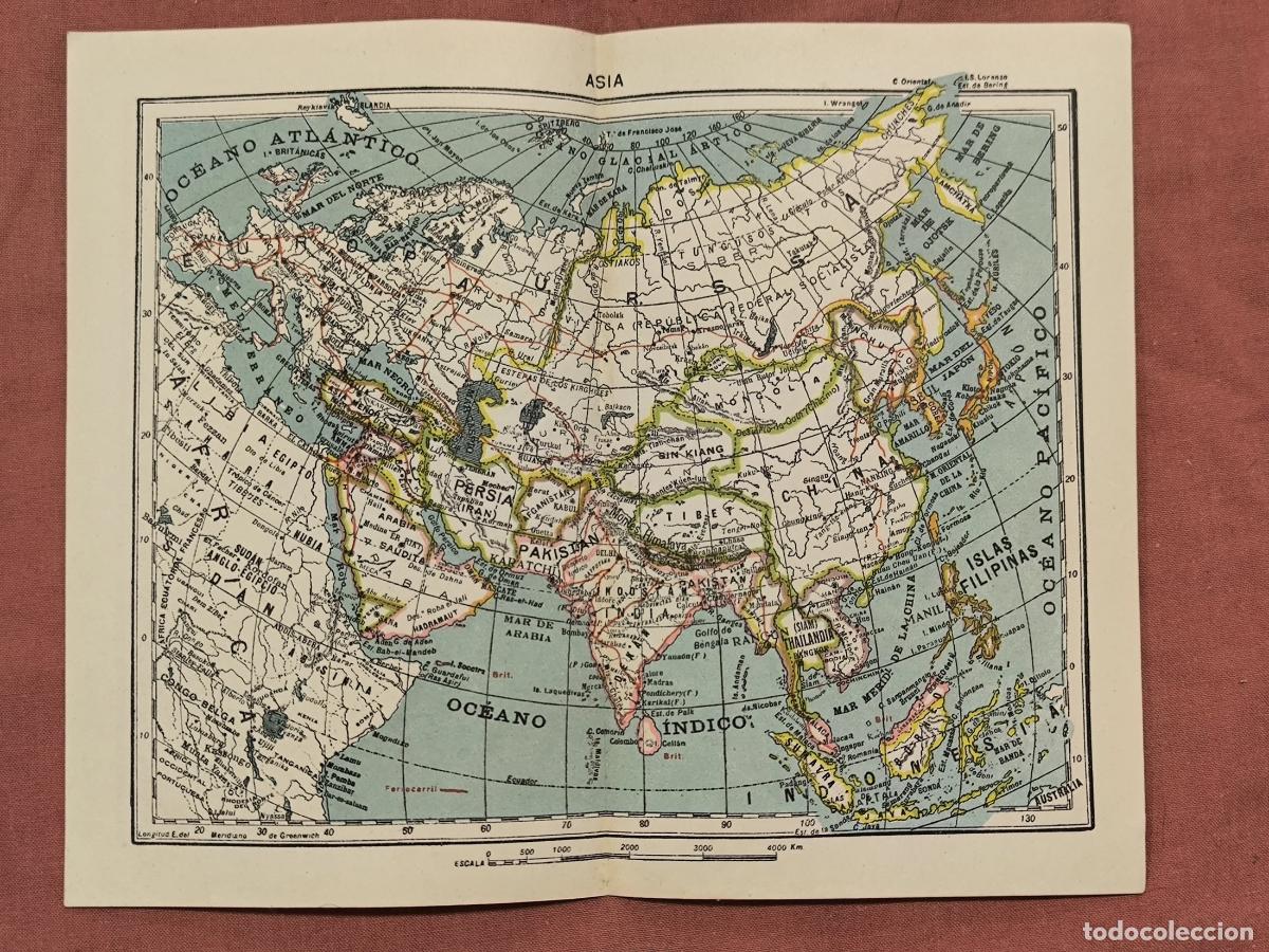 Cartes g&eacute;ographiques contemporaines: Mapa Antiguo de Asia &ndash; Cartograf&iacute;a Continental de Coleccionismo