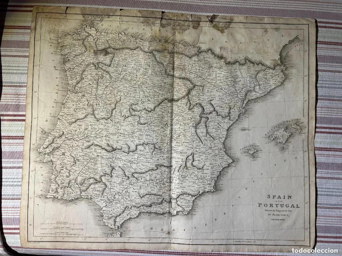 Mappe contemporanee: mapa antiguo : Spain and Portugal. Dr. Playfair's. Edimburgo 1821