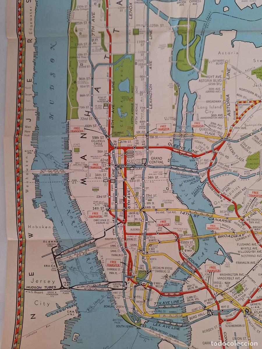 Mapas contempor&aacute;neos: ANTIGUO MAPA DE NEW YORK LINEAS ELEVADAS DEL METRO RV - Foto 7