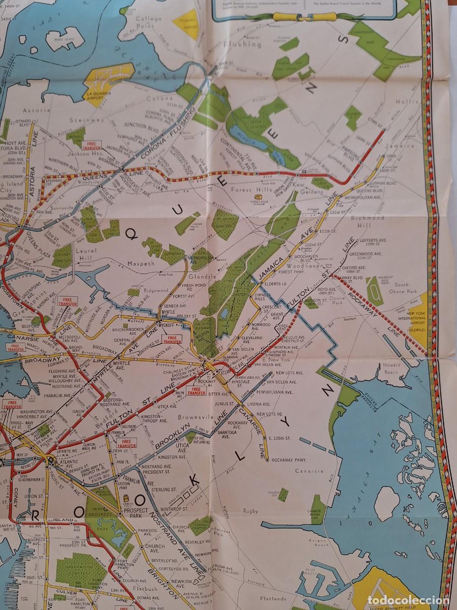 Mapas contempor&aacute;neos: ANTIGUO MAPA DE NEW YORK LINEAS ELEVADAS DEL METRO RV - Foto 8