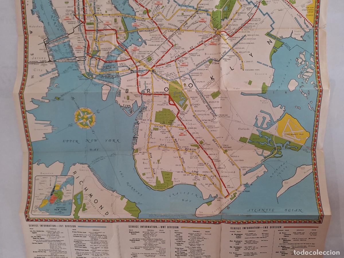 Mapas contempor&aacute;neos: ANTIGUO MAPA DE NEW YORK LINEAS ELEVADAS DEL METRO RV - Foto 9
