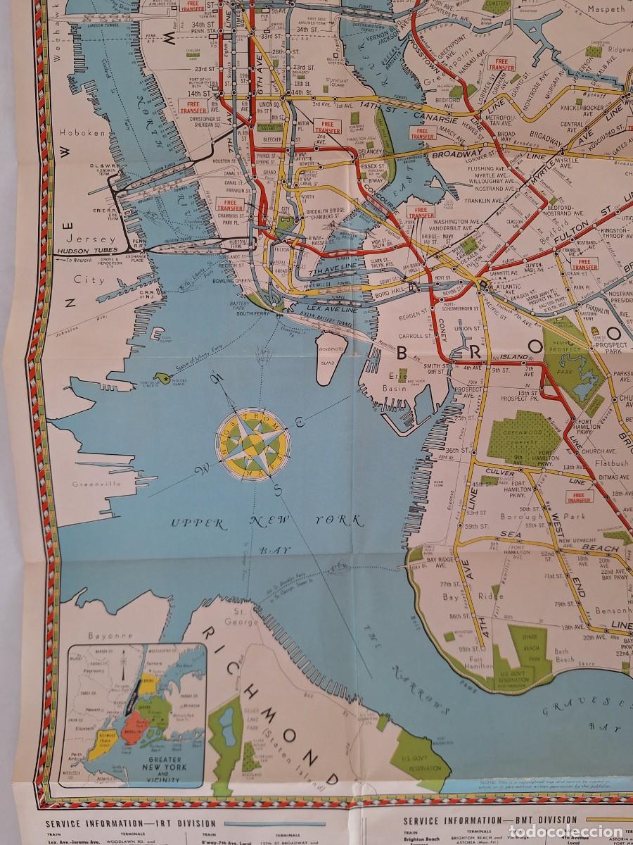Mapas contempor&aacute;neos: ANTIGUO MAPA DE NEW YORK LINEAS ELEVADAS DEL METRO RV - Foto 10