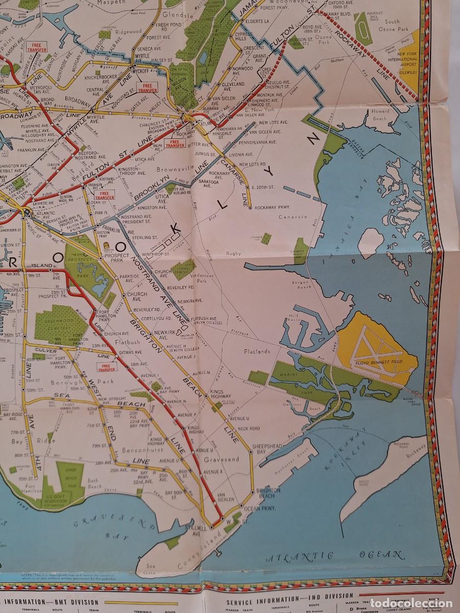 Mapas contempor&aacute;neos: ANTIGUO MAPA DE NEW YORK LINEAS ELEVADAS DEL METRO RV - Foto 11