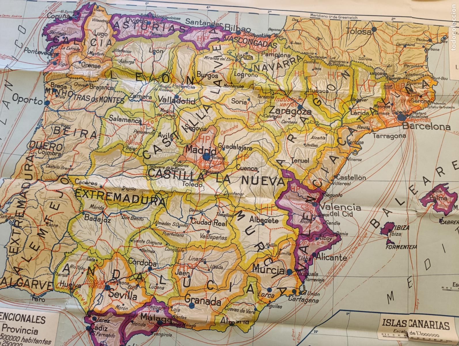 Mapas contempor&aacute;neos: MAPAS ESCOLARES MODERNOS. ESPA&Ntilde;A POL&Iacute;TICA. SEIX Y BARRAL. GRANDE Y MUY MUY DECORATIVO IDEAL ENMARCAR